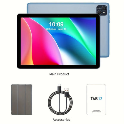 VASOUN 10.1-Inch Android 14 Tablet with 12GB Memory, 128GB Storage, Dual SIM Slots and Protective Case