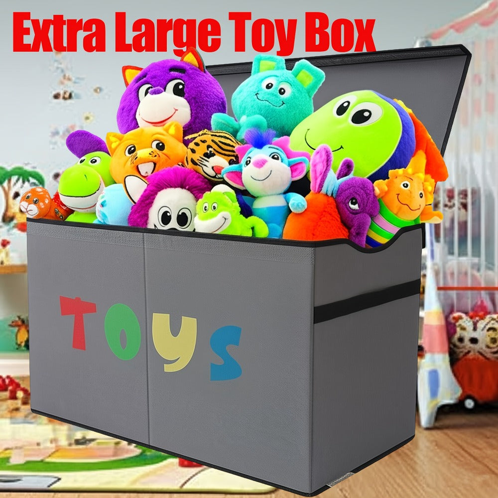 Extra Large Collapsible Kids Storage Chest with Lid – 31.7 Gal Toy Box Organizer Bins for Boys Girls Bedroom Nursery Living Room