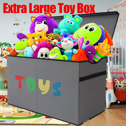 Extra Large Collapsible Kids Storage Chest with Lid – 31.7 Gal Toy Box Organizer Bins for Boys Girls Bedroom Nursery Living Room