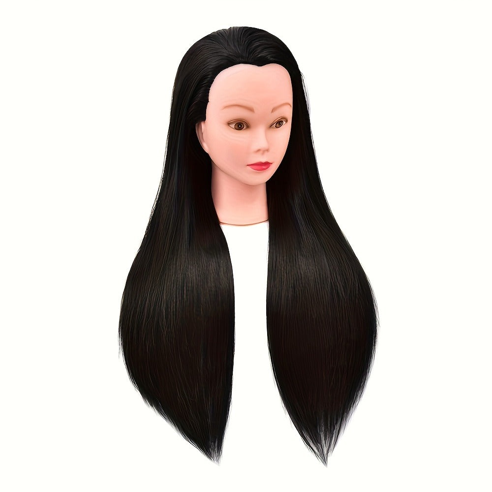 Long-Hair Cosmetology Mannequin Head in Brown or Blonde with Pictured 21.26-Inch Overall Height for Styling Practice