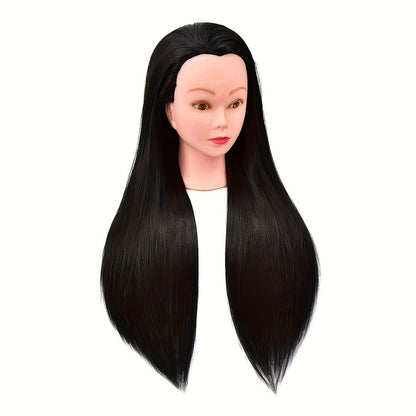 Long-Hair Cosmetology Mannequin Head in Brown or Blonde with Pictured 21.26-Inch Overall Height for Styling Practice