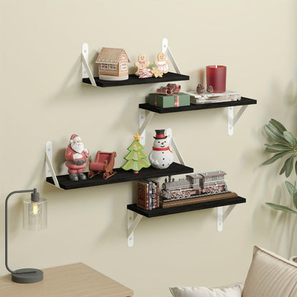 Floating Shelves Wall Mounted 4-Pack, Decorative Wall Shelves for Bedroom, Living Room, Bathroom & Plants