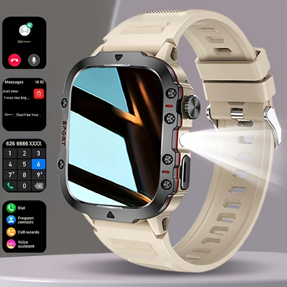 Smartwatch – Men's Outdoor 4.6" HD Touch Screen with Wireless Calling & LED Display, USB Charging, Multiple Sport Modes, Heart Rate…