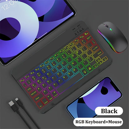 Slim White Wireless Keyboard and Mouse Set with Rechargeable Type-C Keyboard and Backlit Key Presentation
