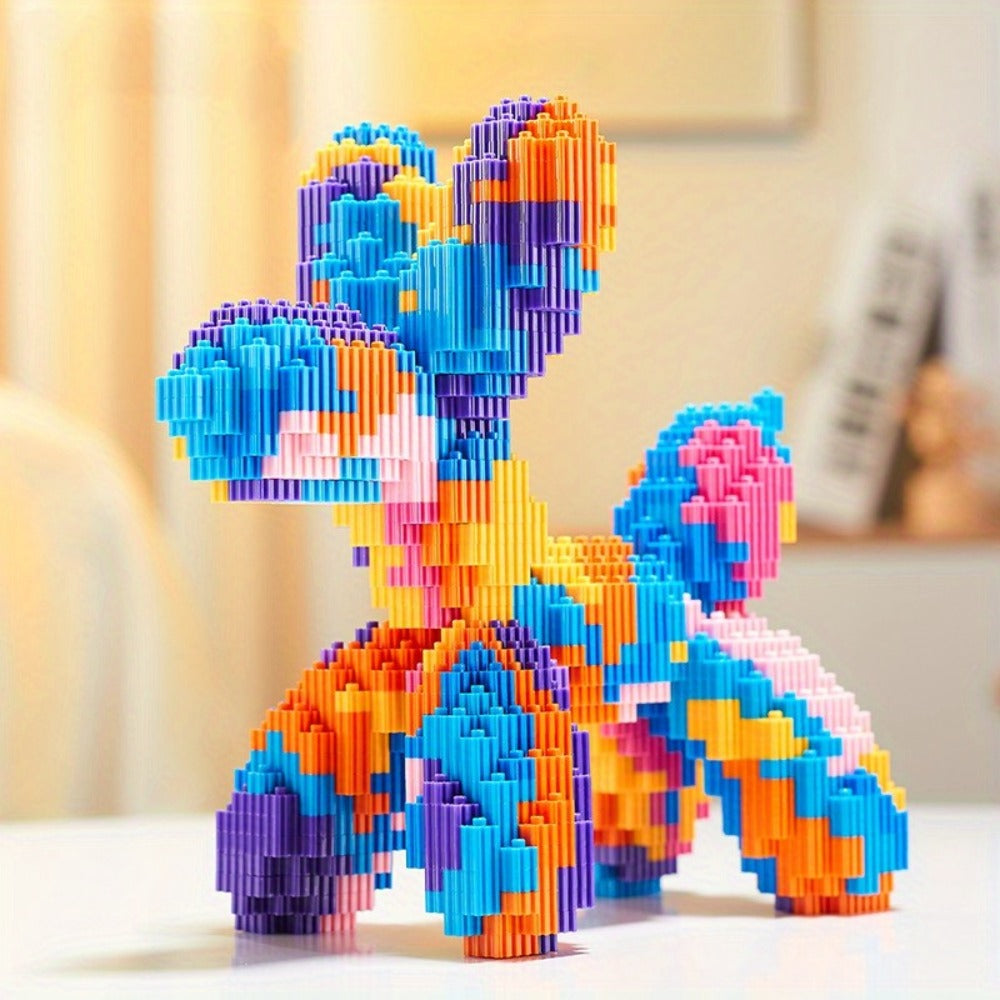 Balloon Dog Building Block Sculpture in Five Pictured Designs with 7.48-Inch Length for Adult Pop Art Display