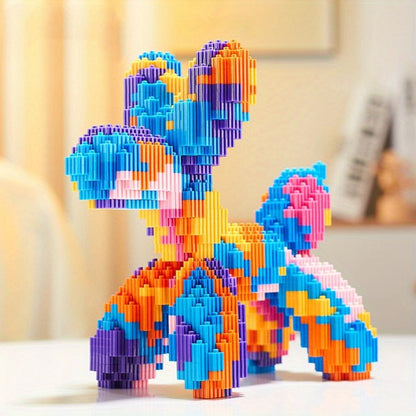 Balloon Dog Building Block Sculpture in Five Pictured Designs with 7.48-Inch Length for Adult Pop Art Display