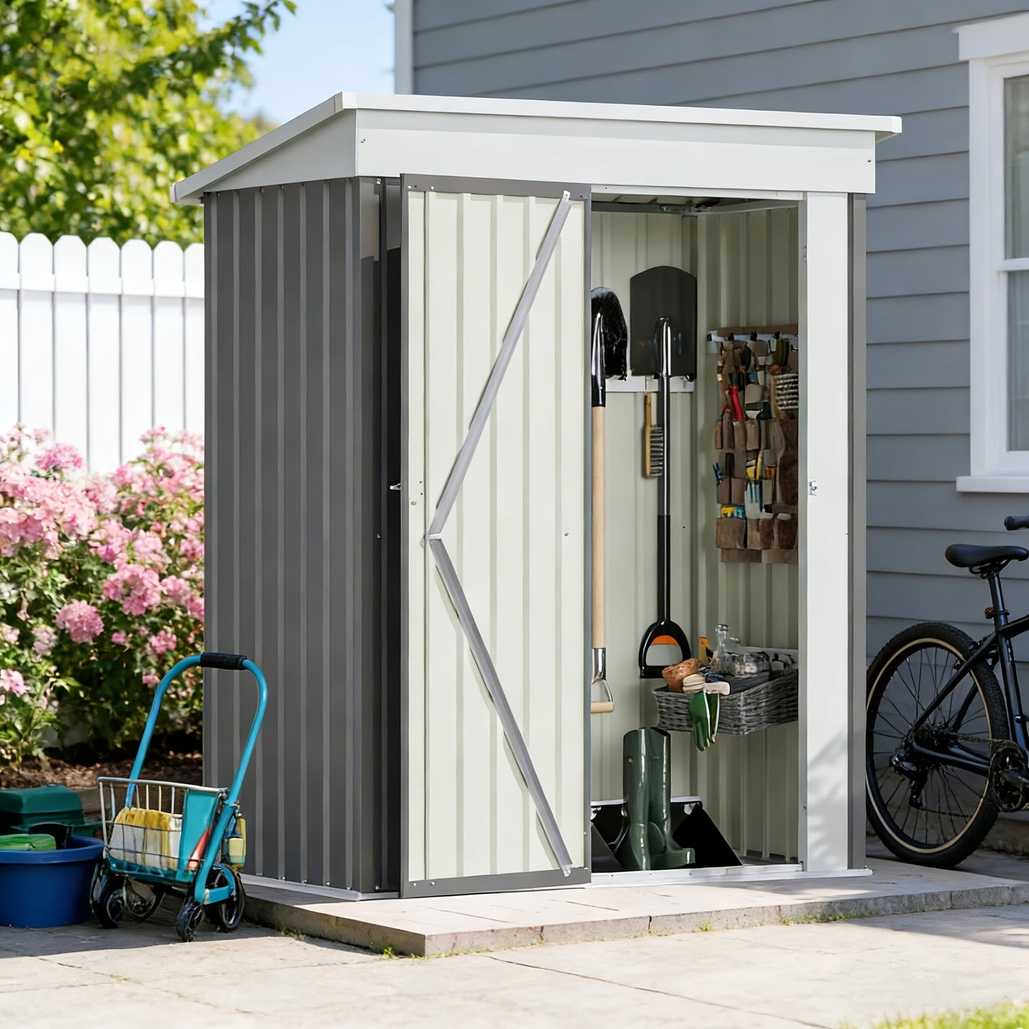 Garden Storage Shed | Metal Lockable Tool Backyard Waterproof Compact