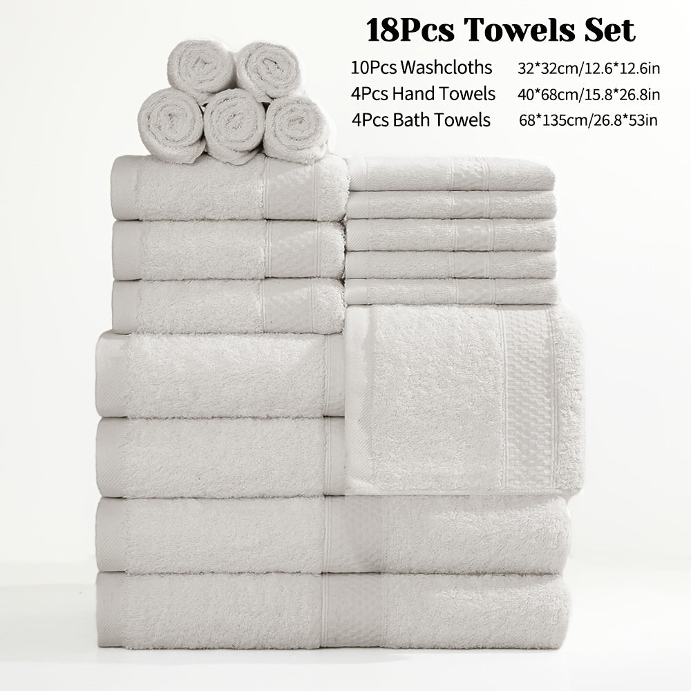 Towel Set 12, 16 or 18 Piece 450GSM Cotton-Blend Bath, Hand and Face Towels in Multiple Colors