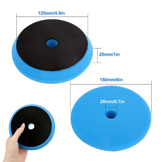 6-Inch Foam Buffing Pads 5-Pack – Beveled Edge Sponge Polishing Disc Set for Car Detailing, Sanding & Waxing, Fits Drill & DA Polisher