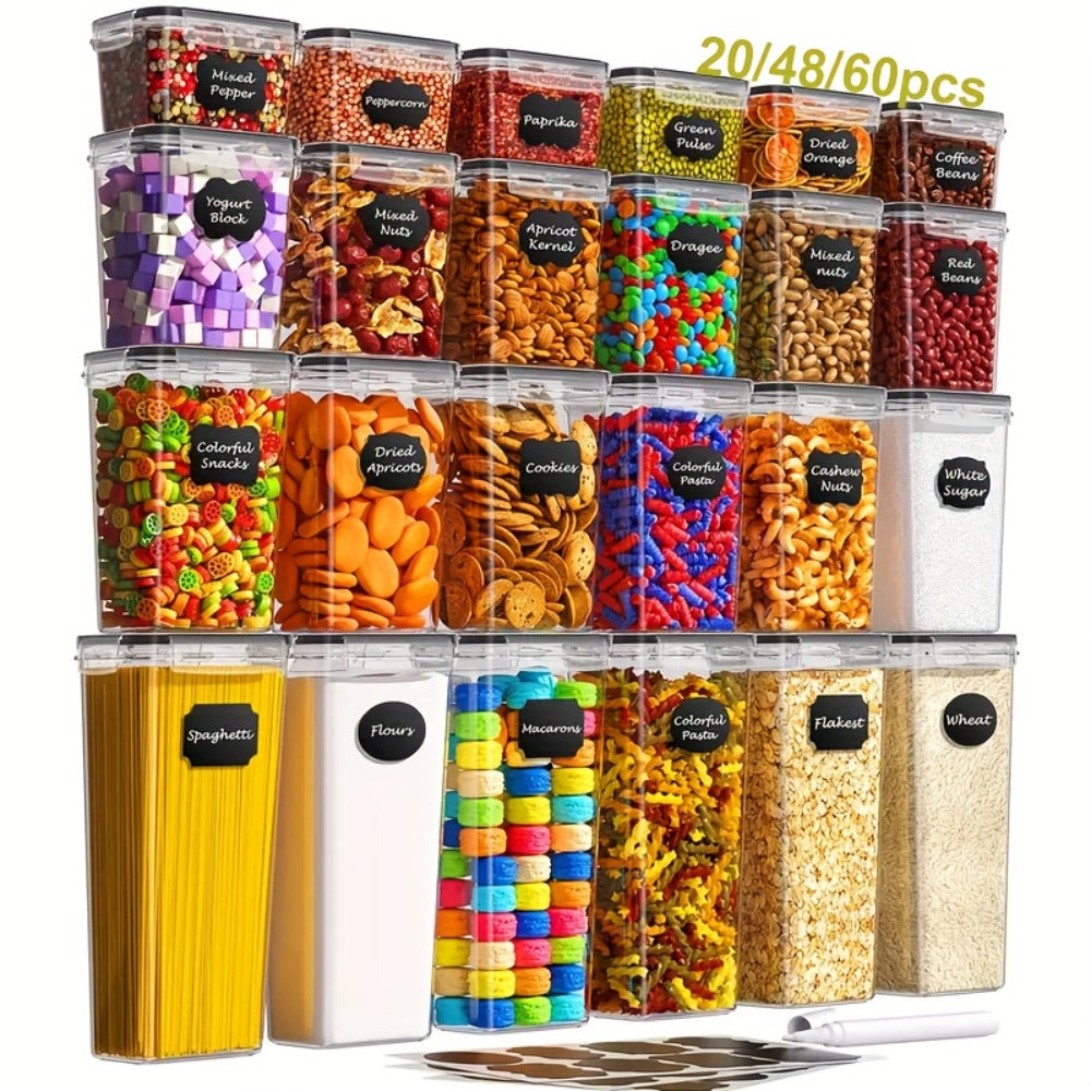 Pantry Jar Food Storage Organizer with Flip-Top Lids, Dishwasher-Safe Plastic and Six Set Sizes