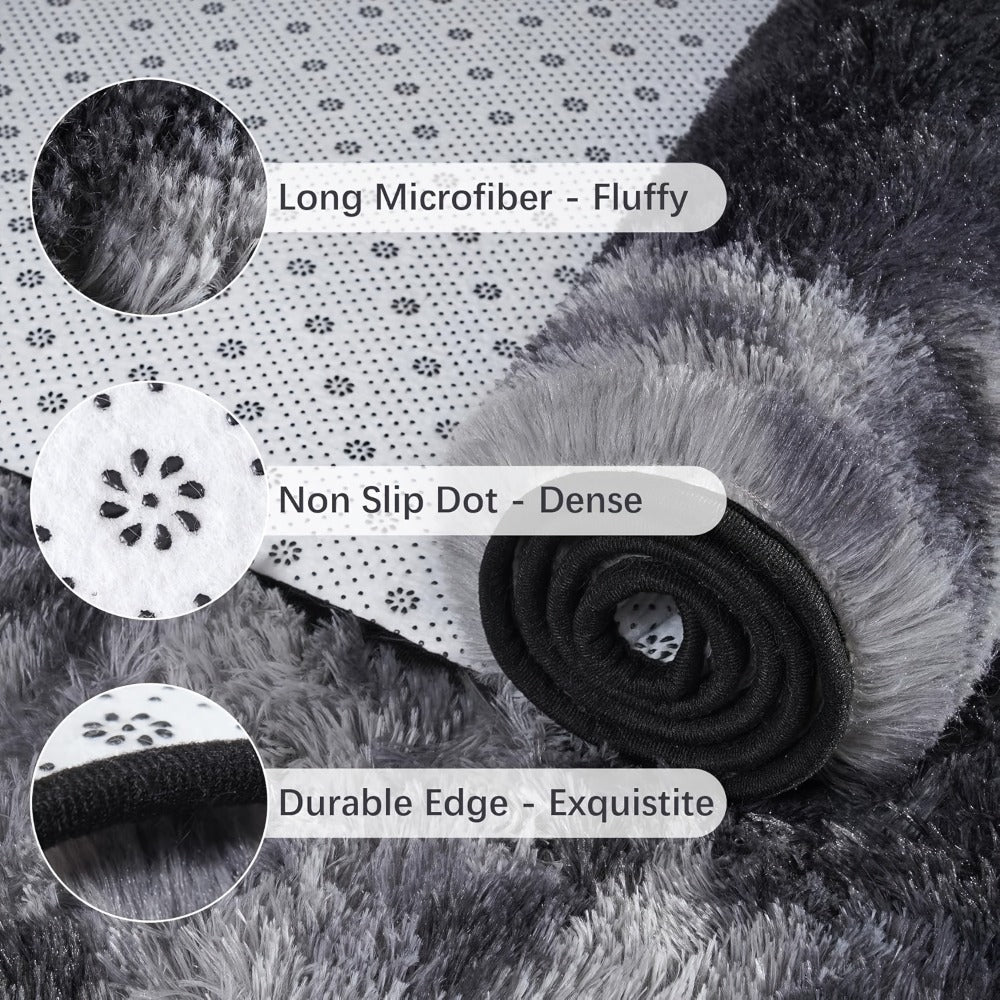 Area Rug Fluffy Tie-Dye Machine-Woven Mat at 1000 g/m² in Eight Colors and Three Indoor Sizes