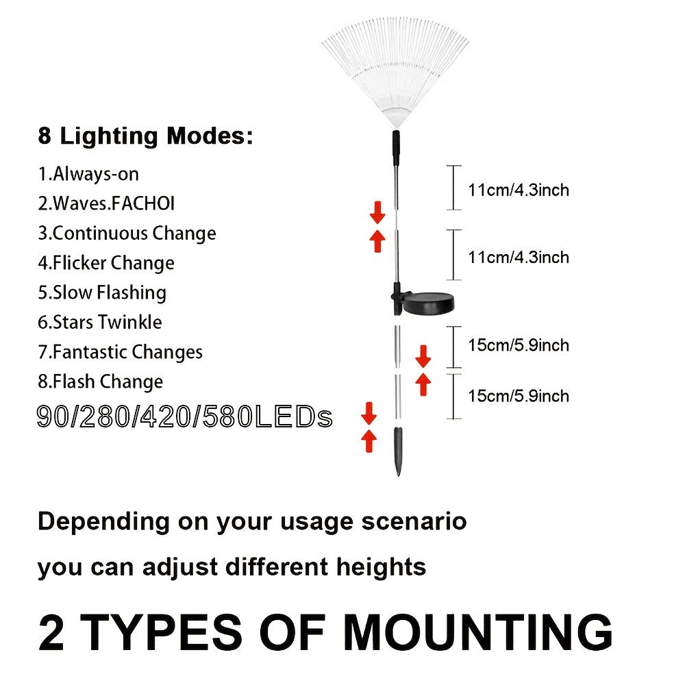 Solar Firework Garden Stake Lights with 90 to 520 LEDs, Two Colors and Multiple Pack Sizes