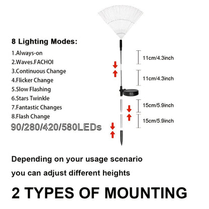 Solar Firework Garden Stake Lights with 90 to 520 LEDs, Two Colors and Multiple Pack Sizes