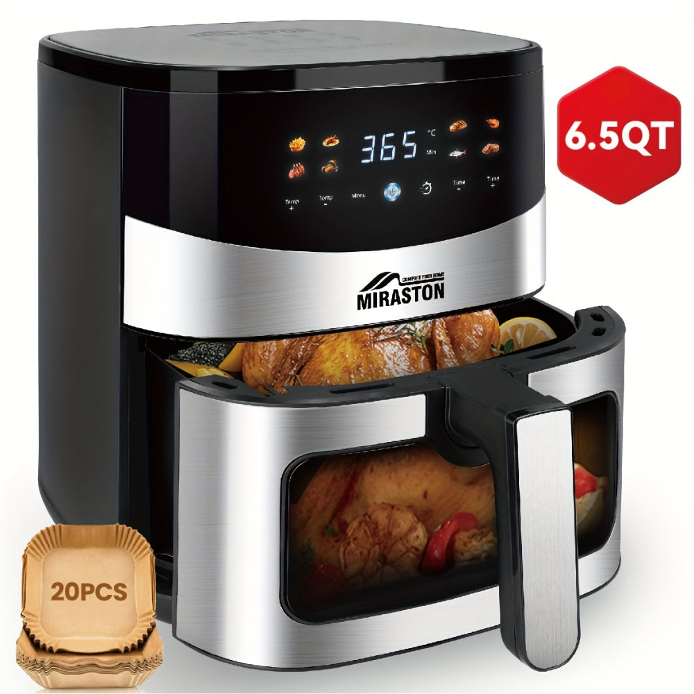 Miraston Air Fryer with Viewing Window, Eight Preset Icons and 2.8Qt or 6.5Qt Touchscreen Options