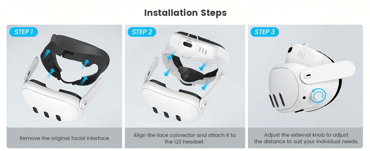 Meta Quest 3 VR Cooling Fan with Anti-Fog Face Pad - Dual Turbo 3-Speed 1000mAh Battery Breathable Face Interface Replacement