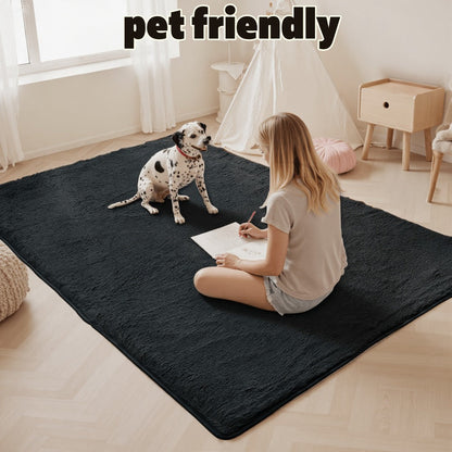 Plush Shag Area Rug in Solid or Tie-Dye Colors with Four Rectangular Size Options for Living Spaces