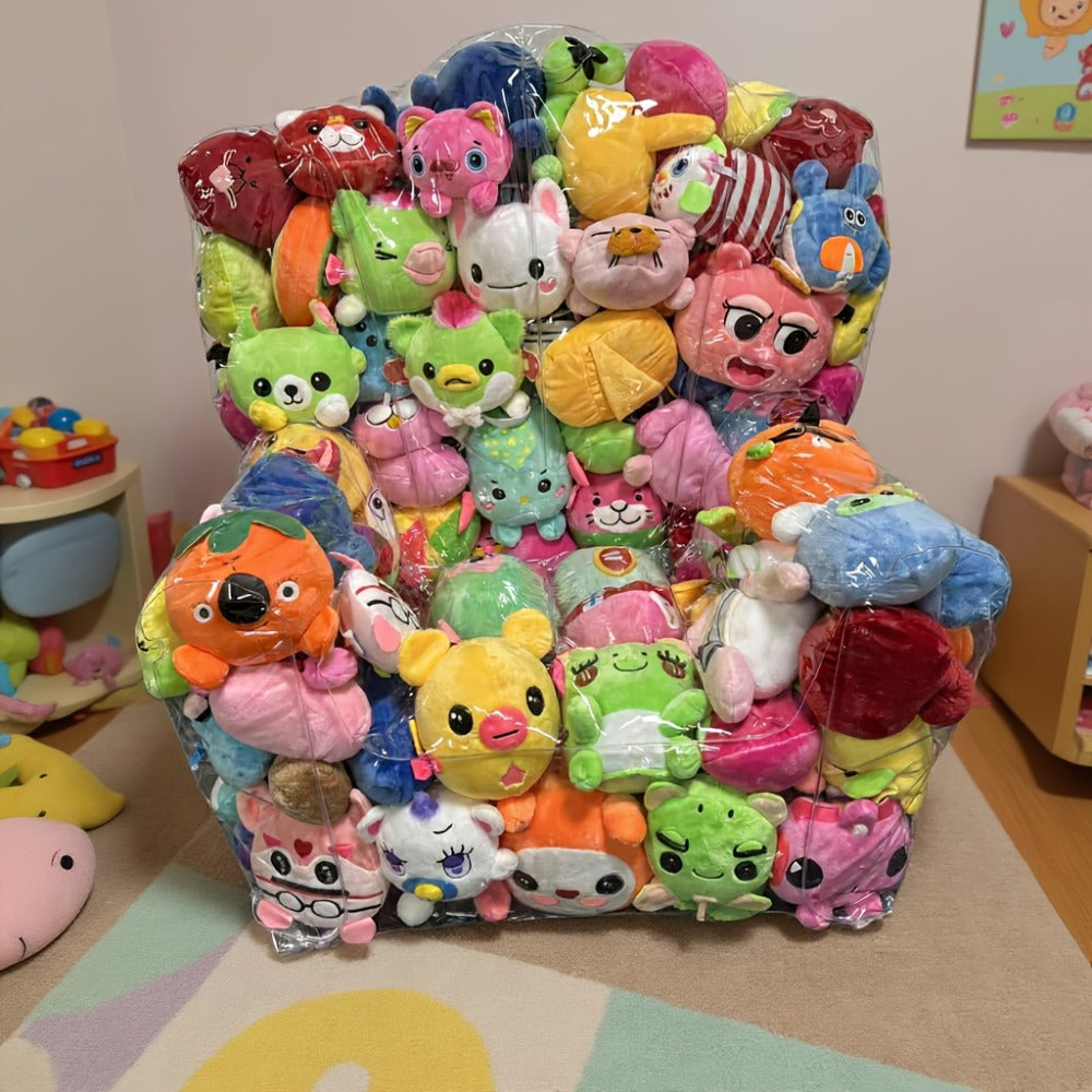 Transparent Plush Toy Storage Bag with Zipper Closure, Openable 100 x 90 cm Clear Organizer Cover