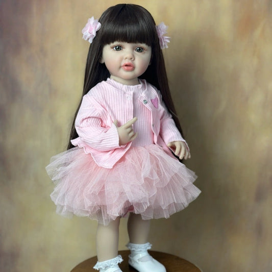 Reborn Doll, 22-Inch Standing Full-Vinyl Figure with Glued Wig, Acrylic Eyes and Clothing Set