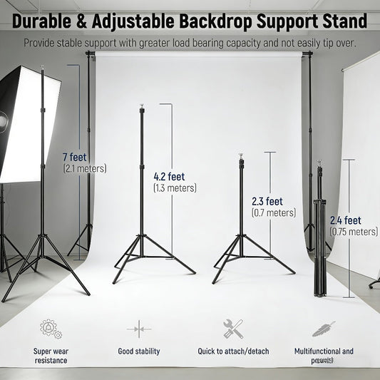 Backdrop Stand 10x7Ft Adjustable Photo Studio Background Support Kit with 4 Crossbars 4 Clamps Carry Bag for Parties Events Weddings Decoration Photography SH