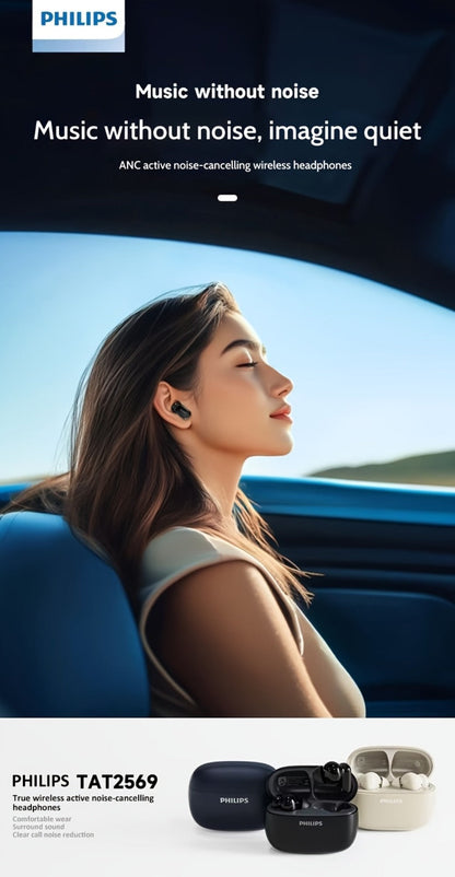 Wireless Earbuds Philips TAT2569 with Active Noise Reduction, Dual Mics and 18-Hour Playtime