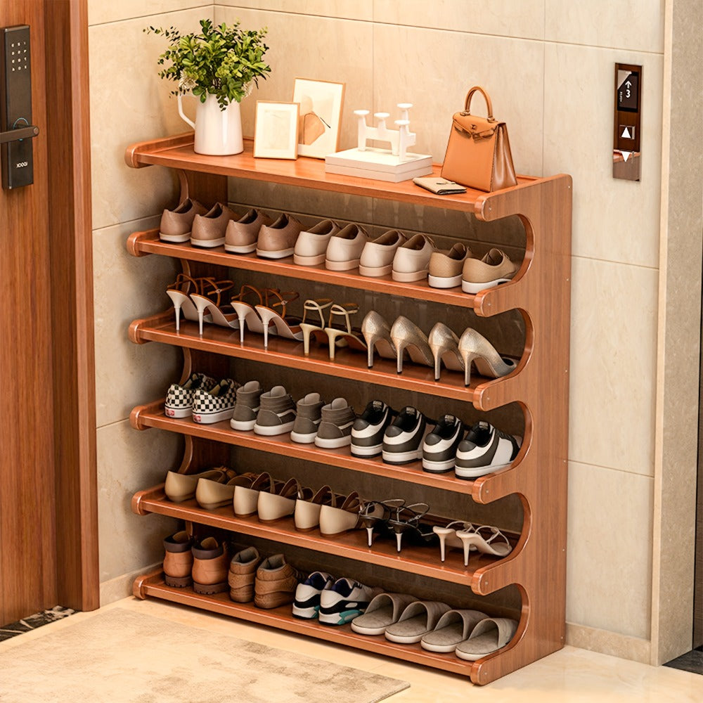 Bamboo Shoe Rack 3/5/6 Layer Freestanding Storage Organizer for Entryway, Dorm & Closet – Space-Saving Multi-Tier Shoe Shelf, Easy Assembly, Brown