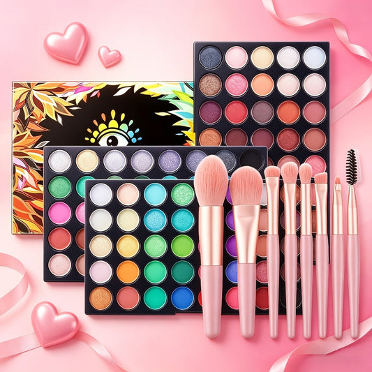 120 Shade Pro Eyeshadow Palette with 8 Brushes – Pearlescent & Matte Blendable Paste Formula for Smoky Eye, Cosplay, Stage & Holiday Glam, All-in-One Eye Makeup Gift for Women