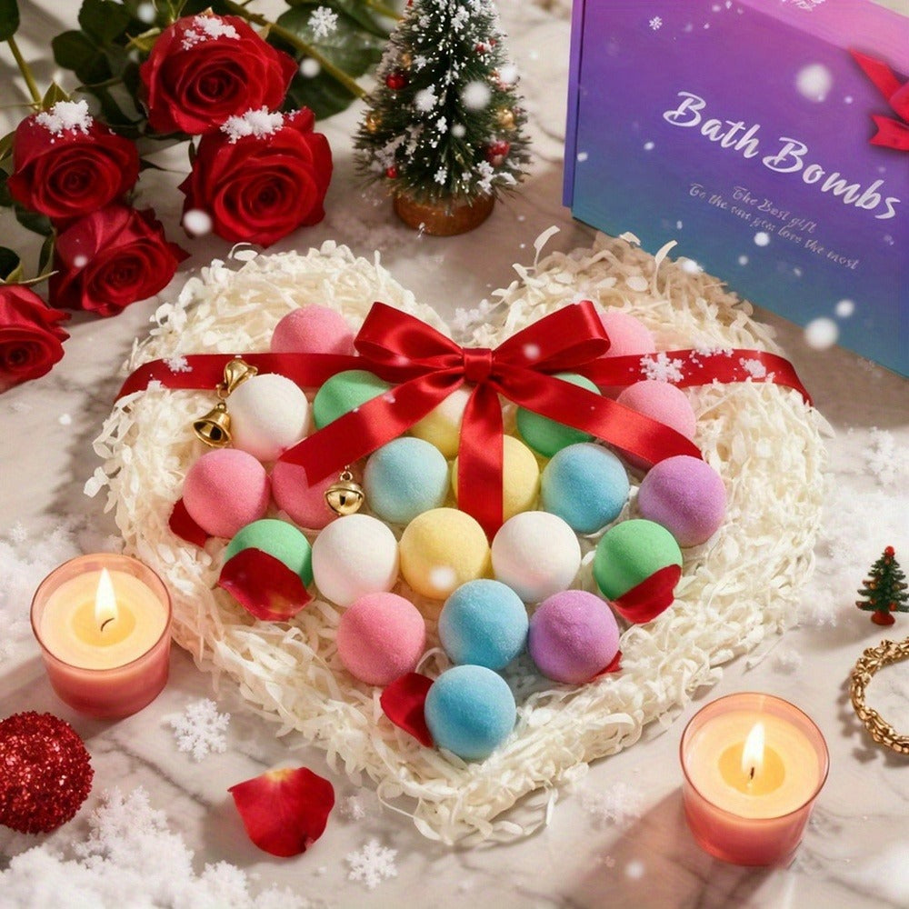 Bath Bombs Gift Set 24 Pcs Handmade Bubble Bath Fizzes with Essential Oils — Moisturizing Spa Bath Bombs for Women Birthday Christmas Valentine Anniversary Gift for Wife Girlfriend Mom Sister