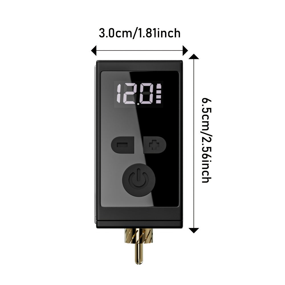 WX-1 Plus 1450mAh RCA Tattoo Power Supply with LED Display, 5–12V Control and USB-C Charging