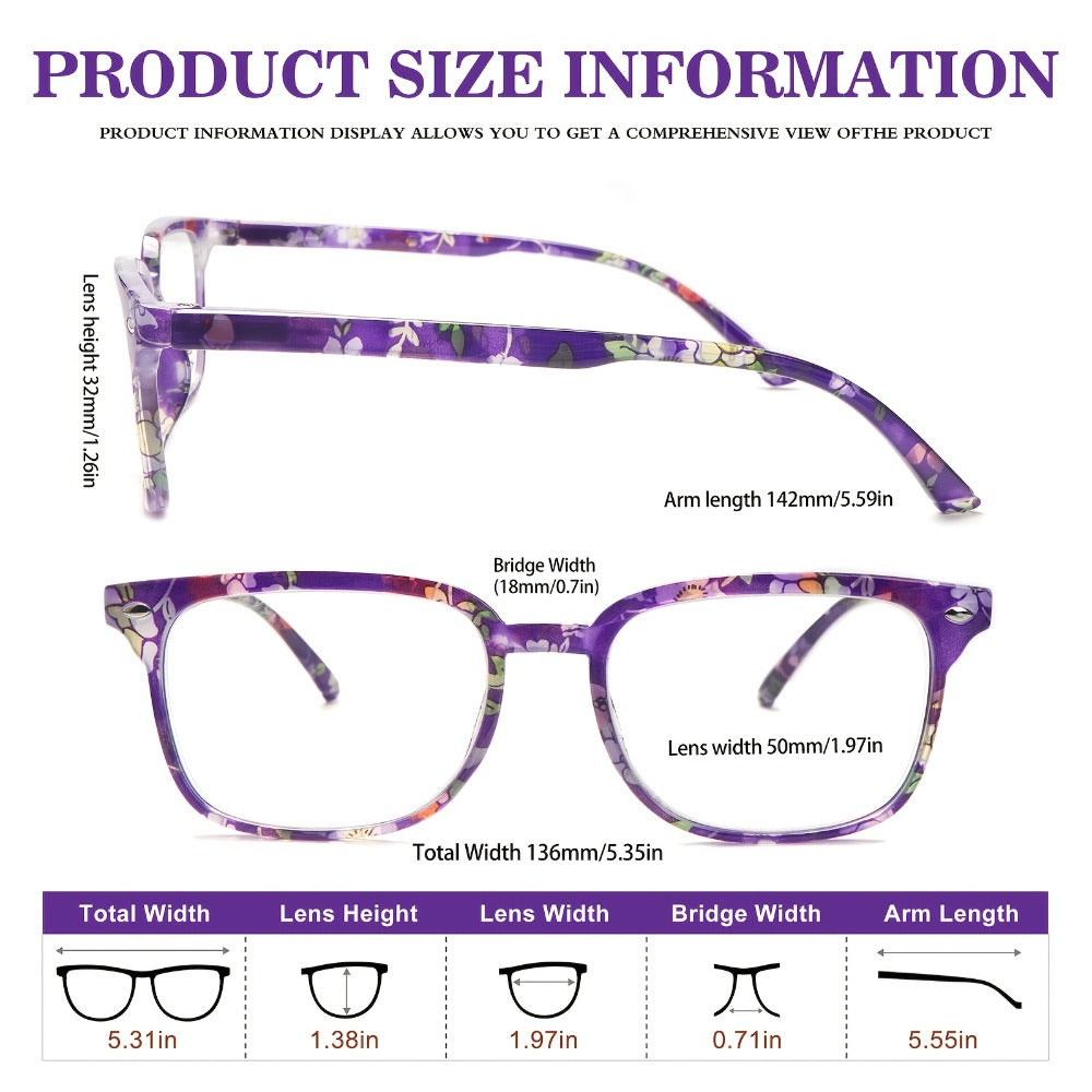 Blue Light Blocking Reading Glasses for Women 5-Pack – Stylish Computer Readers with Spring Hinges, Anti-Blue Light Lenses, Multiple Strengths 1.0–4.0x, Multicolor