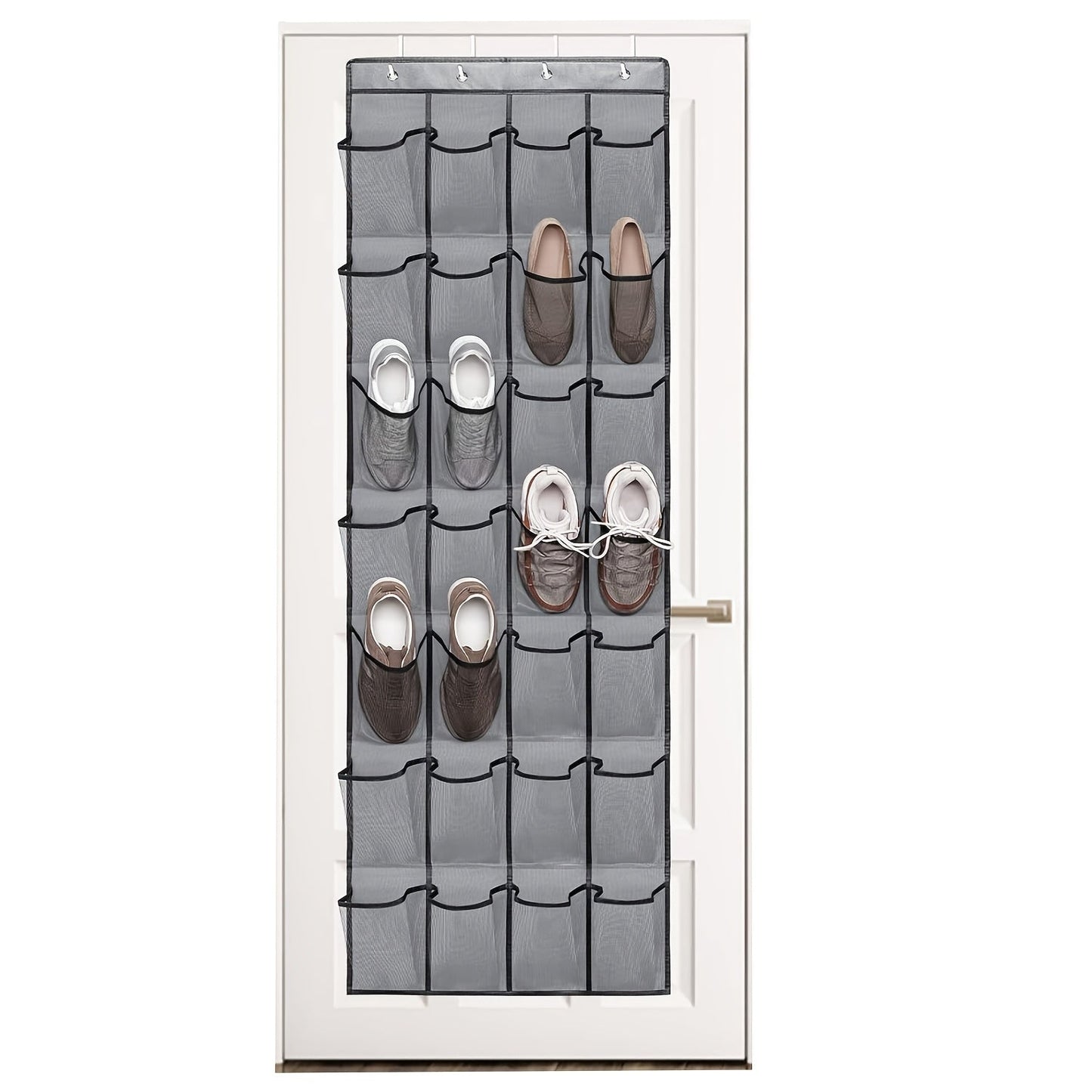 Over Door Shoe Storage Organizer with 28, 35 or 40 Mesh Compartments and Included Hooks for Home Organization