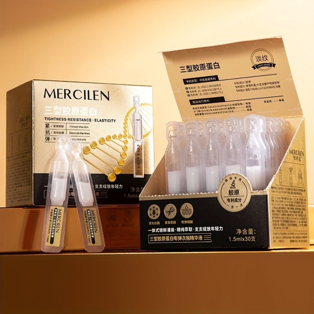 Face Serum Mercilen Plant Squalane and Collagen Type III Ampoule Box with 1.52oz Listed Quantity