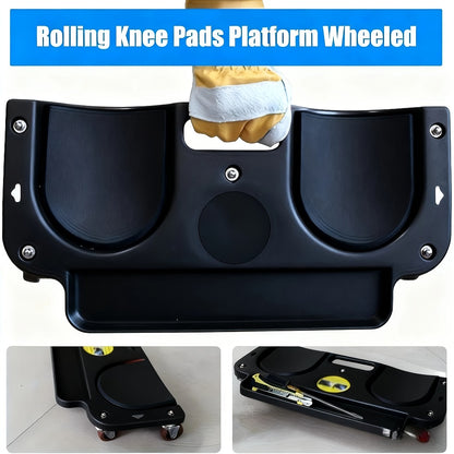 Rolling Knee Pad with Wheels & Built-In Tool Tray - Cushioned Kneeling Platform for Mechanics, Carpenters & Flooring Work