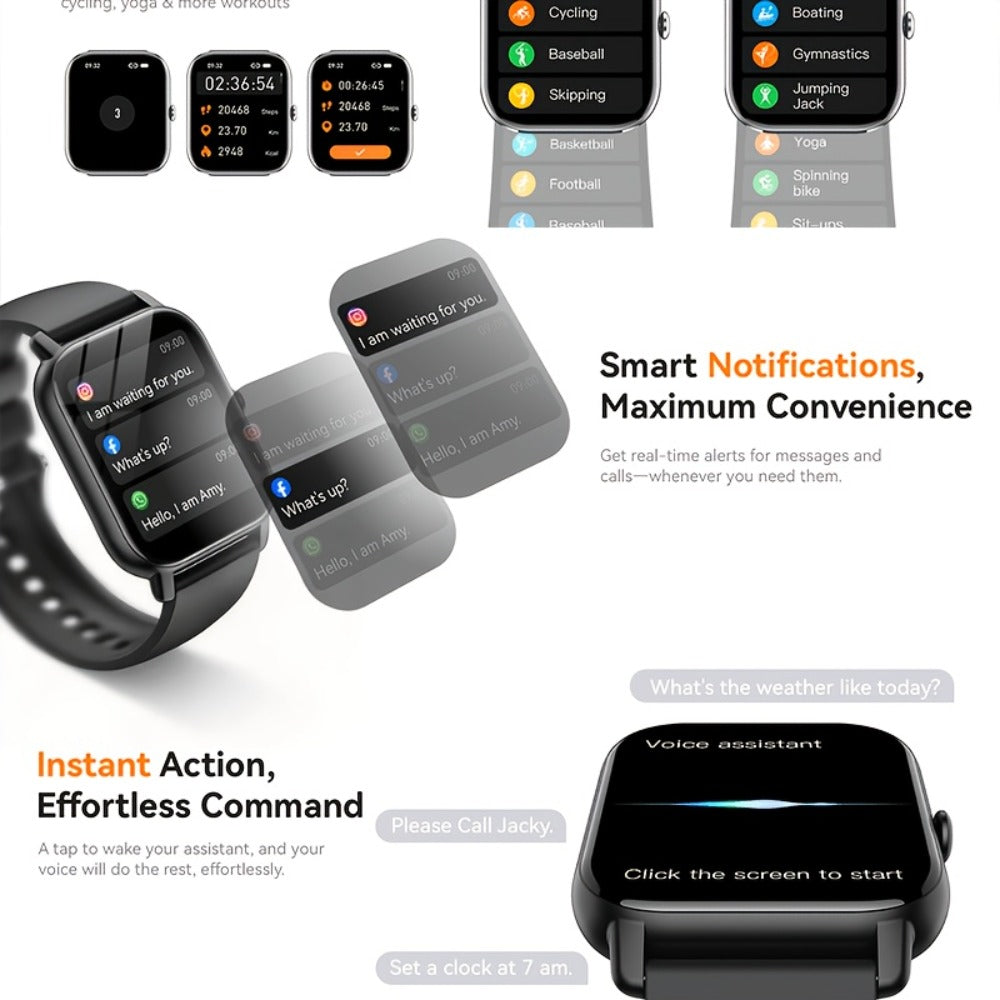 Smartwatch – with Remote Photo Control & HD Voice Calling, Large Screen Unisex , Message Notifications, Multiple Sport Modes, Heart Rate…