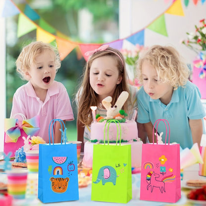 Paper Gift Bags with Handles Bulk 20/40/100pcs – Rainbow Colorful Kraft Party Favor Bags for Kids Birthday, Baby Shower, Wedding, Graduation, School Events & Retail Packaging, 10 Bright Colors