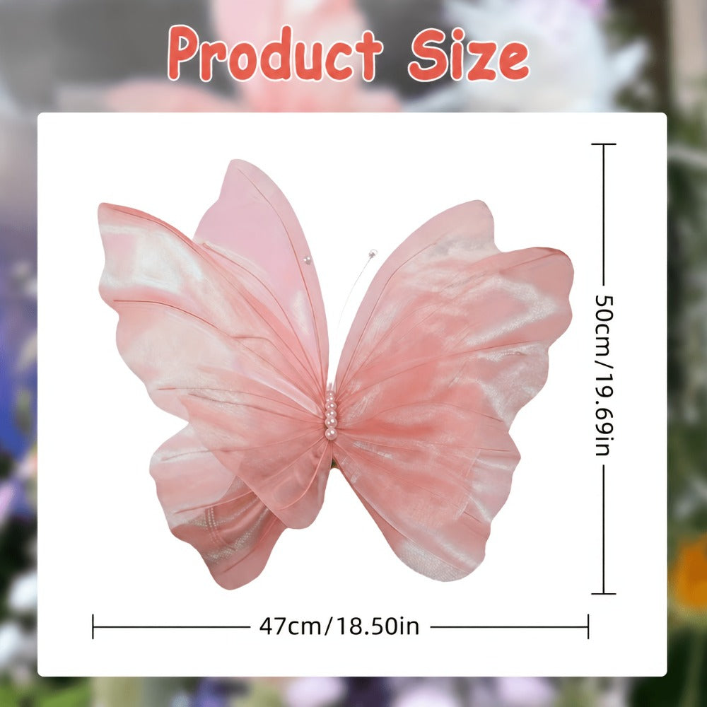 3D Artificial Butterfly Decorations 2pcs – Realistic Featherless Fake Butterflies for Wedding, Home, Garden & Party Decor | No Electricity Required | All-Season Indoor Outdoor Holiday Accent