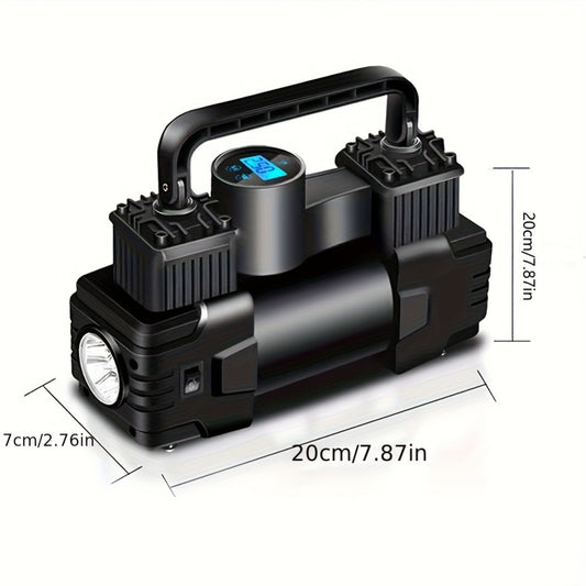 Portable Tire Inflator 12V 150 PSI – Dual Cylinder Air Compressor Pump with LED Digital Pressure Gauge for Car, SUV, Bicycle & Ball