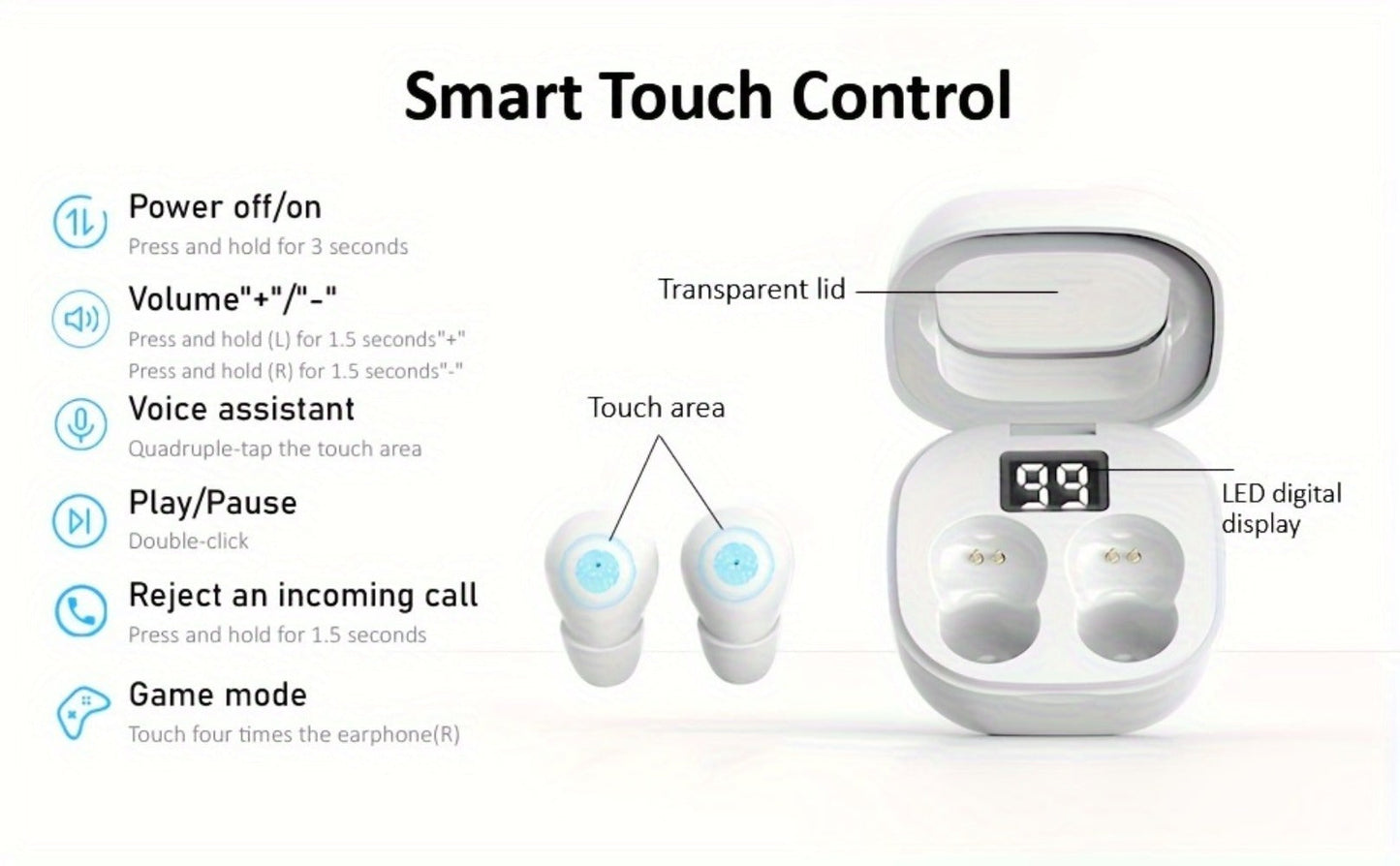 Wireless Earbuds MSHUKCOE Ultra-Thin Sleep and Game Modes with Low Latency and Dual Noise Reduction
