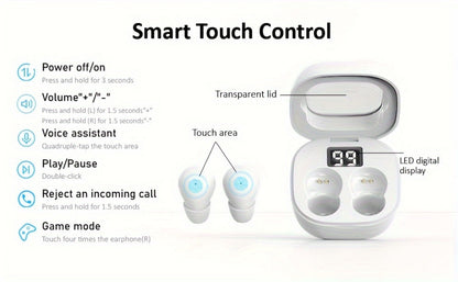 Wireless Earbuds MSHUKCOE Ultra-Thin Sleep and Game Modes with Low Latency and Dual Noise Reduction