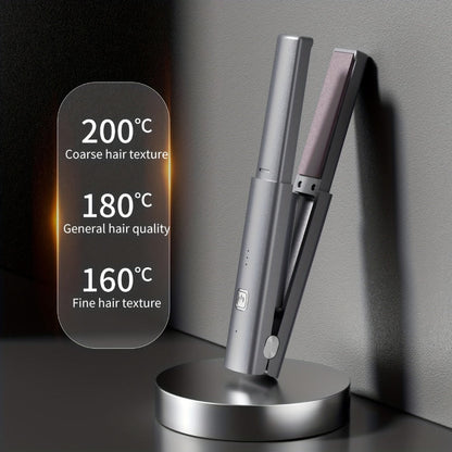 Cordless Straightener and Curler Hair Styling Tool with Three Heat Settings in Gray or Purple