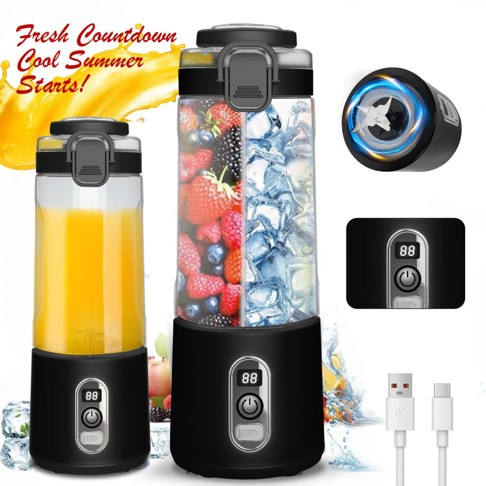 Portable Blender with Clear Cylindrical Cup, Digital Timer Display, Flip-Up Handle and Three Color Options