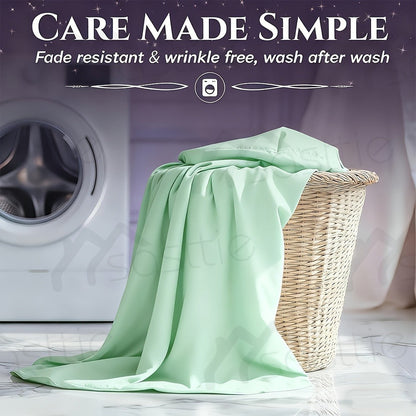 Four-Piece Sheet Set with Flat Sheet, Fitted Sheet, Two Pillowcases and 48 Exact Color-Size Options