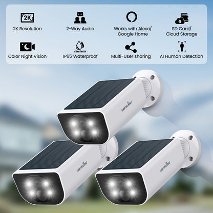 Wansview 2K Solar Outdoor Security Camera with 5000mAh Battery, WiFi and Optional SD or Cloud Storage