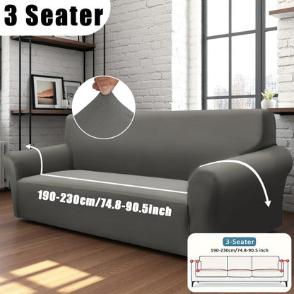 Stretch Sofa Cover Elastic Band | Milk Fiber Fabric Slipcover, Machine Washable Polyester Spandex, 1 to 4 Seater Armchair Couch Cover, Red Gray Blue Black Coffee, Home Decor