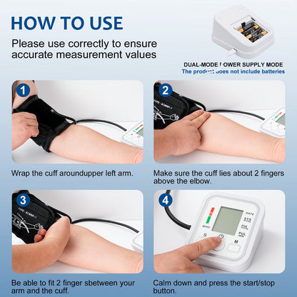 Blood Pressure Monitor by MOOD LIGHT, Upper-Arm LCD Device with Voice, Dual-User Memory and Adjustable Cuff