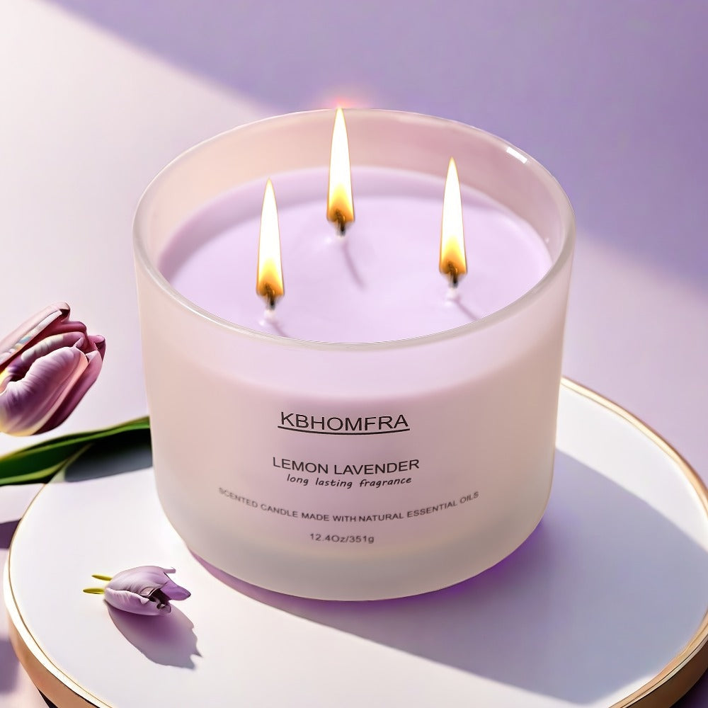12.4oz Candle with Three Cotton Wicks, Wide Glass Jar, Gift Box and Six Fragrance Selections