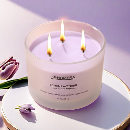 12.4oz Candle with Three Cotton Wicks, Wide Glass Jar, Gift Box and Six Fragrance Selections