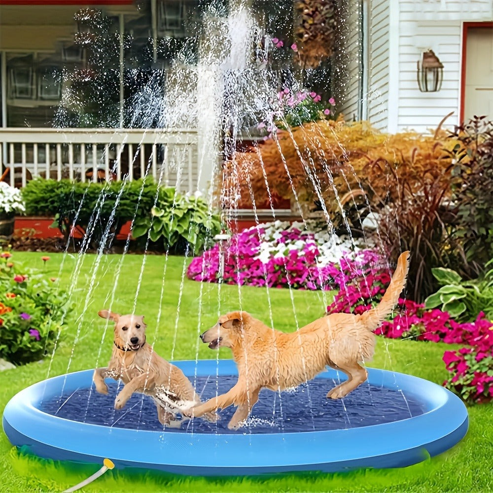 Dog Splash Pad for Large Dogs Extra Thick 0.6mm – Non-Slip Heavy Duty Sprinkler Pool & Cooling Mat for Jumbo & Big Breeds, Outdoor Summer Backyard Water Play Fountain, Pet Cooling Gift