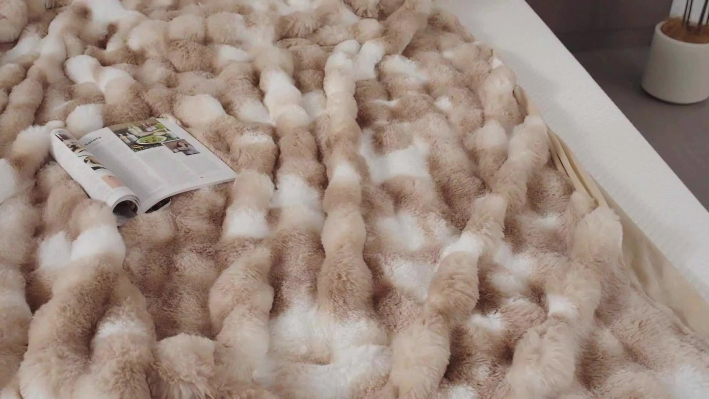 Faux Rabbit Fur Fluffy Blanket – Thick Warm Soft Plush Throw for Bed & Living Room, Luxury Furry Blanket, 8 Colors, 4 Sizes