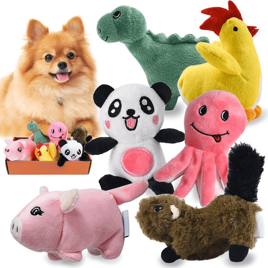 Dog Toy Stuffed Plush Cartoon Squeaker Set with 6-Pack or 12-Pack Options for Puppies and Small Dogs