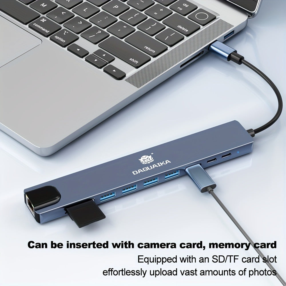 10-in-1 USB-C Hub Ethernet Adapter with 4K HDMI, RJ45 Gigabit LAN, 100W PD, SD/TF Card Reader, USB 3.0/2.0 – Laptop Docking Station for MacBook Pro/Air, iPad Pro, XPS & USB-C Laptops